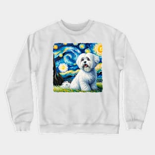 Starry Coton de Tulear Dog Portrait - Pet Portrait Crewneck Sweatshirt